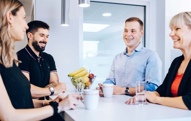 Leyrer + Graf Mitarbeiter bei einer gemeinsamen Kaffeepause