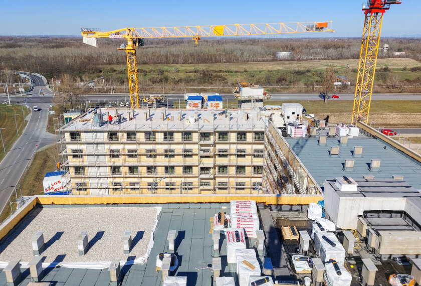 Aufnahme des Flughafen Hotels Schwechat in der Bauphase